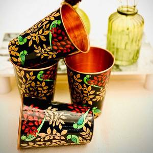 Vente chaude Pichet En Cuivre Et Verre Ensemble De Verre En Cuivre Fabriqué en Inde avec Gobelet En Verre En Cuivre De Haute Qualité Sublimation Diy - Product Image 1