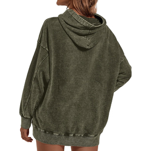 Sudadera con capucha de lavado ácido de manga larga para mujer personalizada algodón poliéster nuevo último diseño transpirable Puloever sudadera precio bajo OEM - Product Image 5