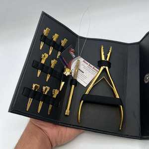 Pince multifonctionnelle dorée, kit d'outils pour extensions de cheveux, impression de logo personnalisée, prix de gros, service OEM - Product Image 3
