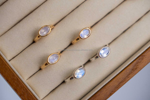 Natural <b>Moonstone</b> 925 Sterling Silver <b>Ring</b> in Gold Vermeil Engagement Wedding Anniversary Gift for her - Product Image 6