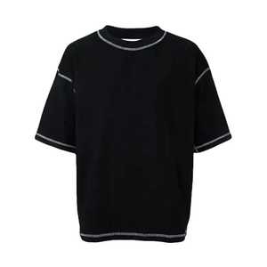 Camiseta de hombre Vintage de corte Regular con cuello redondo 220g 100% algodón Hip Hop transpirable de secado rápido de lona manga Regular camiseta en blanco - Product Image 5