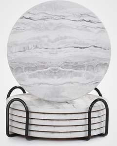 Ensemble de sous-verres en marbre naturel pour table à manger, résistants à la chaleur, durables, faits à la main, sous-verres modernes pour tasses à thé et à café, pour la maison - Product Image 1