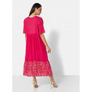 ELEGANTE CLASSY MORDEN FRONTAL ESTILO DORADO IMPRESO SUAVE COLOR ROSA CALIENTE CORTO IMPRESO CASUAL ÁRABE TRADICIONAL KAFTAN JALABIYA D - Product Image 2