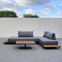 Conjunto de Sofás Modulares de Madera de Teca para Exteriores, Resistentes al Agua, para Hotel o Villa, Muebles Seccionales de Grado Comercial