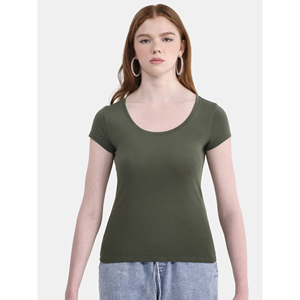 OEM Design de logo personnalisé 100% coton T-Shirt couleur vert olive décontracté surdimensionné col rond manches courtes T-shirt grande taille pour les femmes - Product Image 2