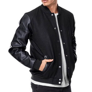 Blouson aviateur en cuir personnalisé en gros vestes d'université d'hiver en chenille avec logo brodé pour hommes 2026 - Product Image 3