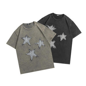 Camisetas Vintage personalizadas 100% algodón lavado ácido Hip Hop camiseta de gran tamaño hombres Streetwear camiseta negro desgastado camisas para hombre - Product Image 3