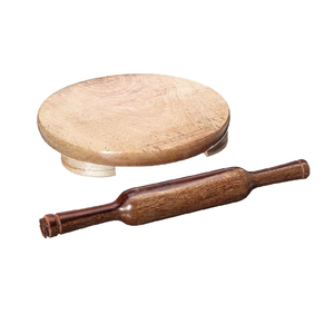 Juego de Chakla y Belan de Madera Tradicional Ecológico con Acabado Liso para Hacer Roti, Chapati y Repostería sin Esfuerzo - Product Image 1