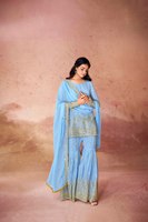Ensemble Sharara traditionnel indien pour femme, élégant, en georgette, coupe ajustée, avec broderies et sequins, idéal pour l'été, Diwali et les mariages