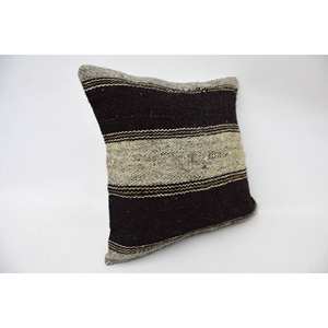 Almohada de retazos Kantha de lana Beige, almohada rústica esponjosa bordada Vintage de lujo de 14x14 pulgadas para uso en el suelo - Product Image 2