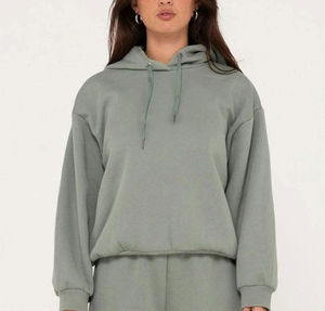 Ropa de calle de Invierno para mujer, sudadera con Capucha de punto de gran tamaño informal con mangas largas, logotipo frontal ecológico de algodón 100% - Product Image 1