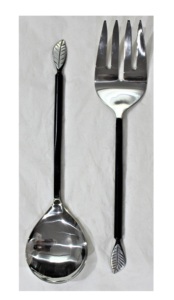 Juego de servidor de ensalada de aluminio fundido de color plateado con mango de cabeza en forma de ciervo de diseño elegante para servir ensalada - Product Image 3