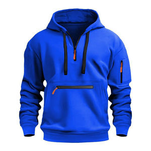 New Arrival <b>Men's</b> Winter Windproof Canvas Bomber <b>Jacket</b> <b>Half</b> <b>Zip</b> Hooded Collar Embroidery Front Sportswear Outdoor Training Wear - Product Image 2