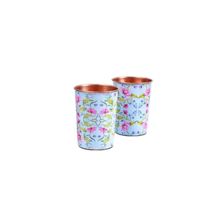 Verre imprimé en cuivre avec motif d'impression-275 ML pour boire et servir à la main au meilleur prix - Product Image 6