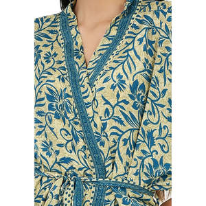 "Beige <b>Blue</b> Floral Kimono Cover-up <b>Cami</b> Set for Women-One Size" - Product Image 5