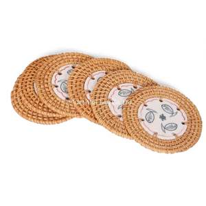 ชุดจานรองแก้วหวายธรรมชาติทำมือ พร้อมถาดเข้าชุด สำหรับแก้วกาแฟ ชา และตกแต่งโต๊ะบ้าน - Product Image 2