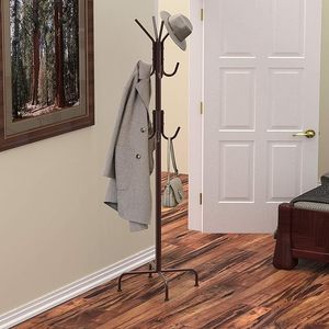 Bronze Metal Standing Coat Hat Hanger <b>Rack</b> With Hooks for Clothing Organisation Including Scarf Bag Towel Key Cap Hat Storage - Product Image 4