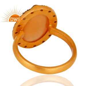 925 plata esterlina 18K chapado en oro Natural Cz y melocotón piedra lunar piedra preciosa anillo apilable joyería para mujer regalo para ella - Product Image 3