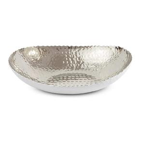 Tazón decorativo de aluminio con acabado martillado, niquelado, pulido brillante, cuenco decorativo de alta calidad para servir alimentos, vajilla - Product Image 1