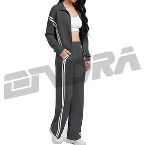 Conjunto de chándal deportivo informal de dos piezas para mujer, Sudadera con capucha y cremallera de Material suave y pantalones para correr, traje a juego para Salón de Otoño e Invierno - Product Image 1