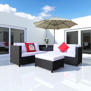 Juego de sofás de mimbre polivinílico-Juego de muebles de mimbre de imitación de mimbre, sofá de patio, juego de asientos de ocio - Product Image 4