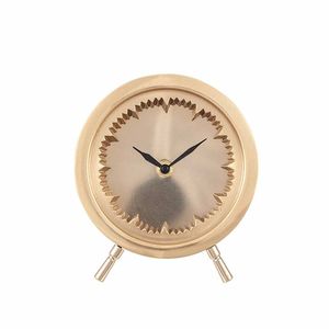 Reloj de mesa analógico de metal con acabado dorado Forma redonda Diseño elegante Calidad superior para la decoración del hogar - Product Image 1