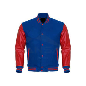 Veste universitaire pour homme sur mesure en gros, manches en cuir véritable, corps en laine, style lettreman brodé, chaude et légère - Product Image 1