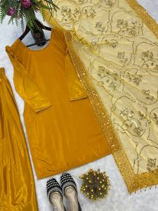 Nuevo Salwar Kameez de Antra Lifestyle, Elegante, de Seda Georgette con Bordado, Estilo Bollywood, para Fiestas, con Dupatta Farshi de Secado Rápido - Product Image 4