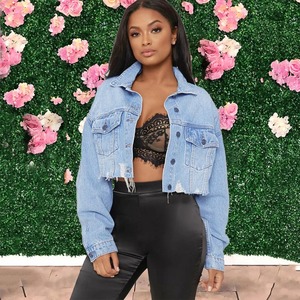 Chaqueta Vaquera Corta de Algodón 100% Personalizable, Chaqueta Informal Premium Desgastada para Mujer, Chaqueta Vaquera Elegante al por Mayor 2025 - Product Image 2