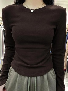 Camiseta Interior de Manga Larga con Cuello Redondo Informal para Mujer, Otoño Invierno, Delgada, Suave y sin Costuras - Product Image 6