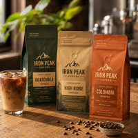 Sacs à café personnalisés AT PACK de 250 g et 500 g en PE et PE simple, avec valve et fermeture éclair, pour l'emballage de grains de café torréfiés