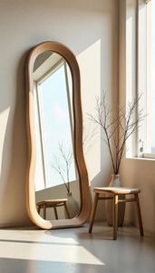 Miroir à cadre en bois moderne rustique fabriqué à la main Design géométrique personnalisé avec finition naturelle pour une utilisation décorative de mariage - Product Image 4