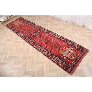 2.9x11.3 ft Rug, <b>Runner</b> Vintage Rug, <b>Red</b> Herki Plants & trees Rug - Product Image 3