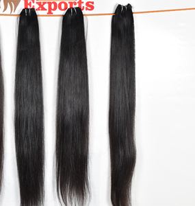 Extensiones de cabello humano de templo indio recto negro sedoso cutícula alineada cruda ninguno procesado químico onda natural virgen natural - Product Image 6