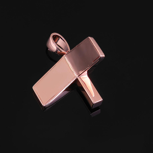 Collar de lujo para hombre, estilo hip hop, con colgante de diamante moissanita, diseño de cruz Pablos Corner, esmalte azul, oro rosa, estilo audaz - Product Image 5