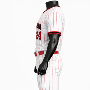 Custom White Pinstripe <b>Baseball</b> Uniform <b>Set</b> OEM Polyester Breathable Team Jersey Pants Wholesale Sportswear - Product Image 4