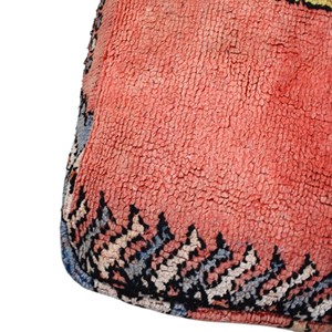 Pouf carré en tissu 100% coton marocain à motifs Art Déco rose, coussin ottoman, tapis de sol doux pour salon, chambre à coucher, mariage - Product Image 3