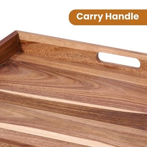 Plateau de service en bois classique fait à la main en gros du fabricant avec poignée en métal créative plateau de service de table écologique - Product Image 2