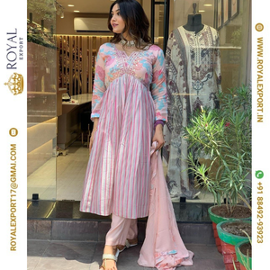 Vamika กางเกง kurti ปักลายผ้าวิสคอสเมสลิน - Product Image 1