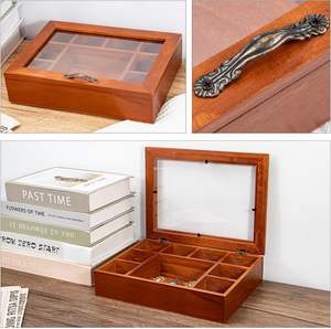 Joyero de madera de nuevo diseño de bajo precio con tapa acrílica y nueve compartimentos para almacenamiento de joyas de India - Product Image 6