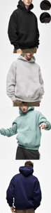 Premium Quality Quick Dry Solid 100% Cotton Fleece Men <b>Hoodie</b> Sweatshirt Blank Oversize <b>Plain</b> Casual <b>Hoodie</b> Cheap Price - Product Image 4