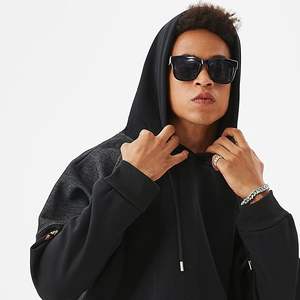 Sudadera informal de invierno para hombre ODM Sudadera con capucha de manga larga Diseño sólido Sudadera personalizable con cuello con capucha Tops con cordón - Product Image 6