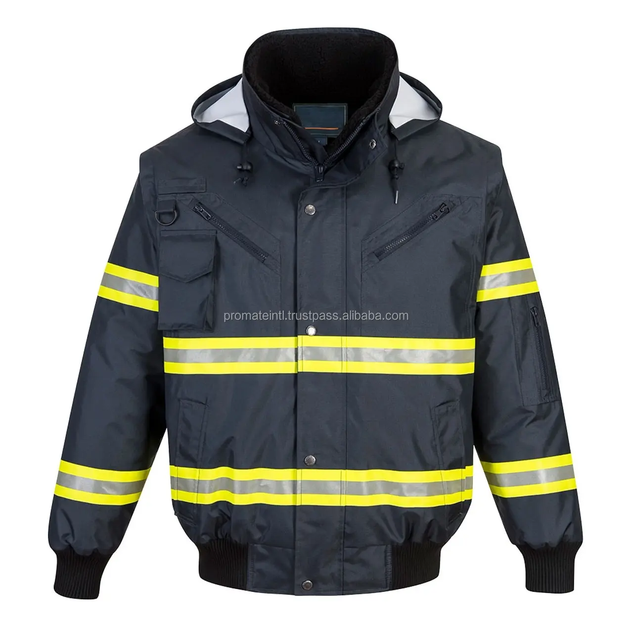 Hi Vis waterproof breathable reflective safety clothing men's security custom blue black 3m reflective safety jacket