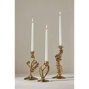 Intricately detailed brass candle holder featuring classic <b>Victorian</b> motifs and a radiant antique finished for grandeur - Product Image 5