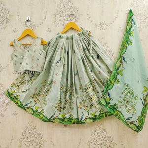 Lehenga Choli Tradicional de Jaipur para Niñas de 2 a 8 Años, Diseño Étnico, Listo para Usar, Poliéster, Largo hasta el Suelo, Materiales Reciclados - Product Image 1