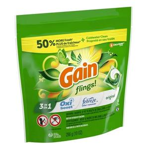 Gain Flings detergente para ropa Pacs, aroma original, 14 unidades - Product Image 6