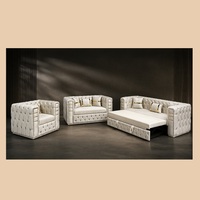 Juego de Sofá Cama Chesterfield de Lujo, Convertible, con Estructura de Madera, Tapizado Moderno, para Apartamento, Hotel, Villa, Muebles de Sala de Estar