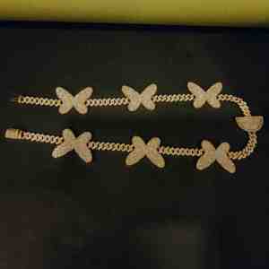 Chaîne cubaine papillon de luxe en argent sterling plaqué or avec zircon, bijoux hip-hop unisexe, cadeau 8MM - Product Image 3