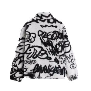 Chaqueta de Sherpa para hombre con cremallera bordada personalizada de alta calidad Chaqueta de moda con bordado de Color sólido personalizado de lana - Product Image 4