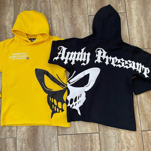 เสื้อฮู้ดผ้าฟลีซพิมพ์ลายโลโก้สไตล์ฮิปฮอปวินเทจแบบคัตเอาท์ด้านหน้า ทรงบ็อกซี่ สำหรับผู้ชาย ใส่ในฤดูหนาว เป็นมิตรกับสิ่งแวดล้อม สตรีทแวร์ - Product Image 1